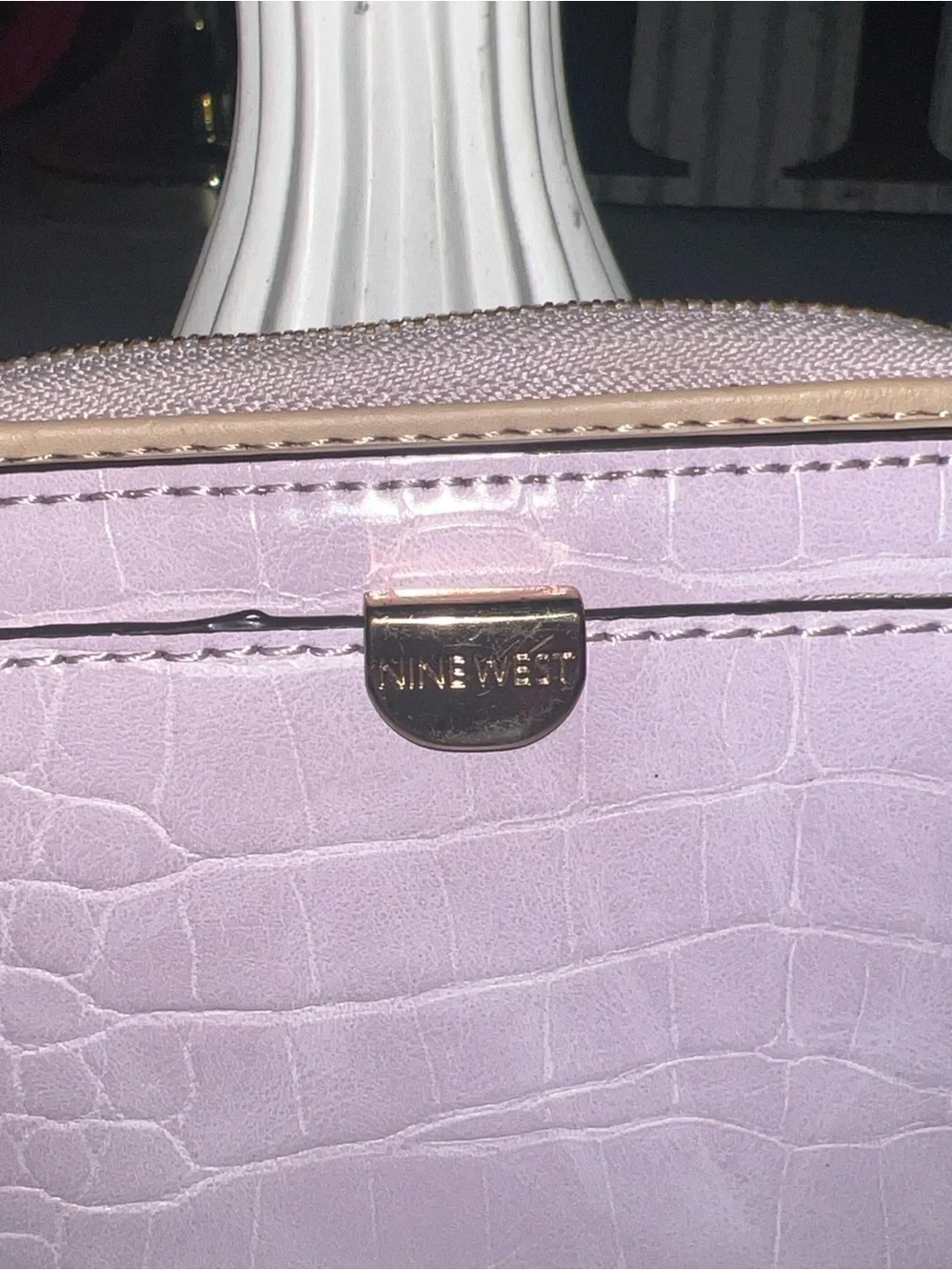 Nine West Lilac Croc-Embossed Compact Wallet -